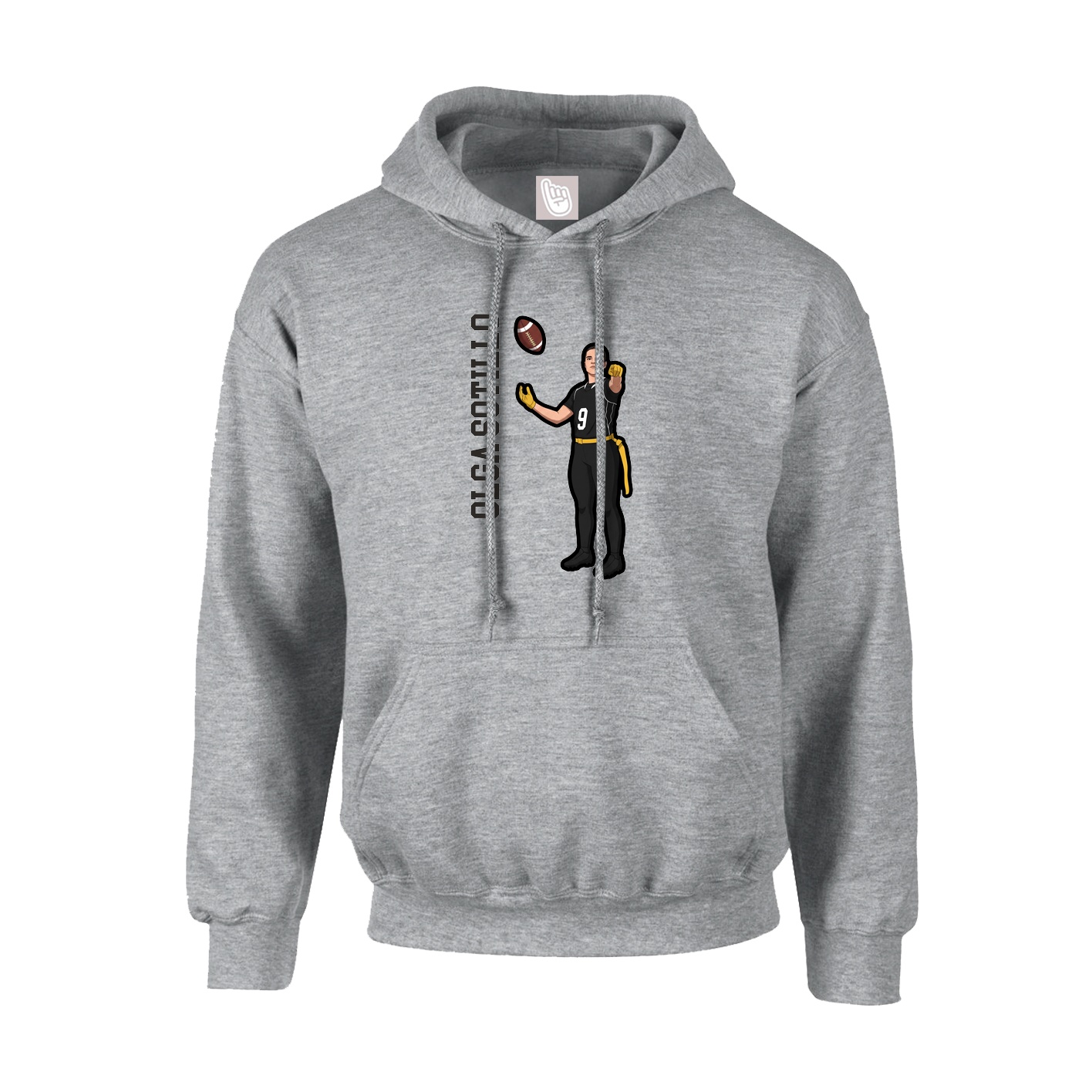 Hoodie — Name Vertical in Grey