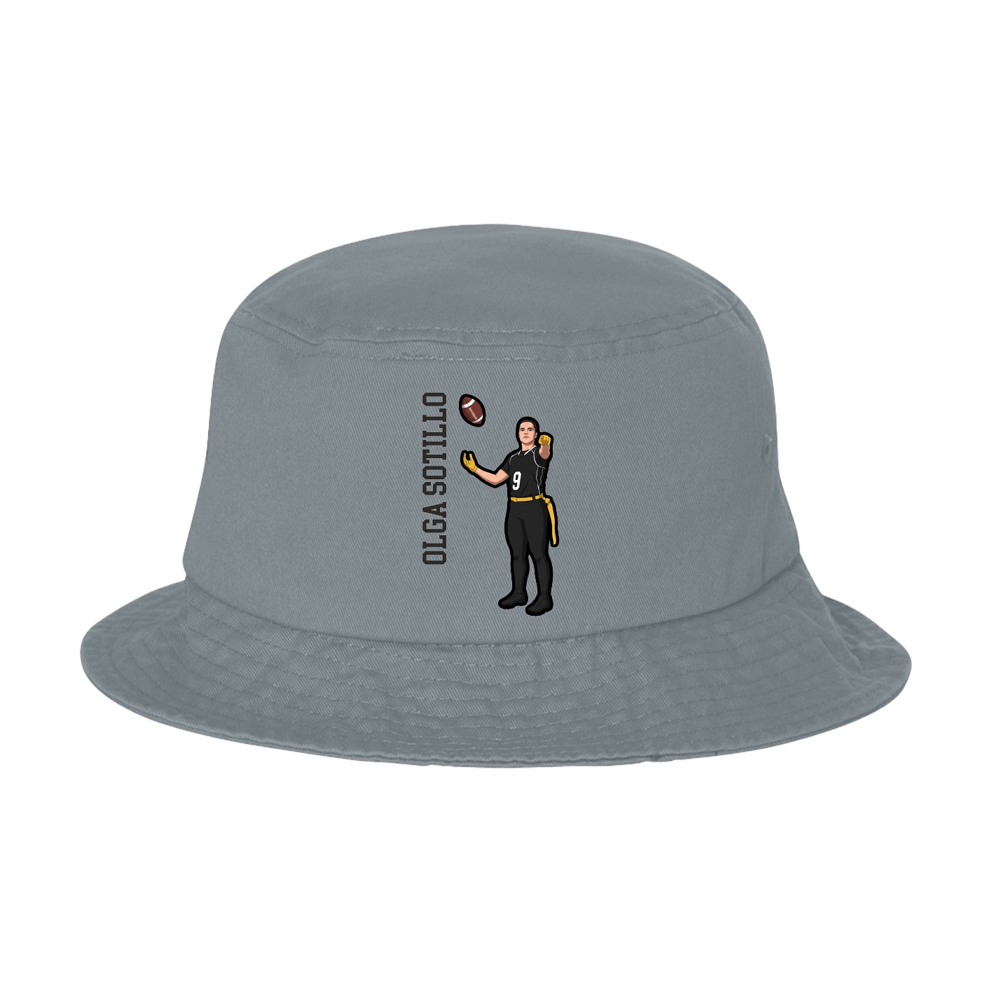Bucket Cap — Name Vertical in Grey