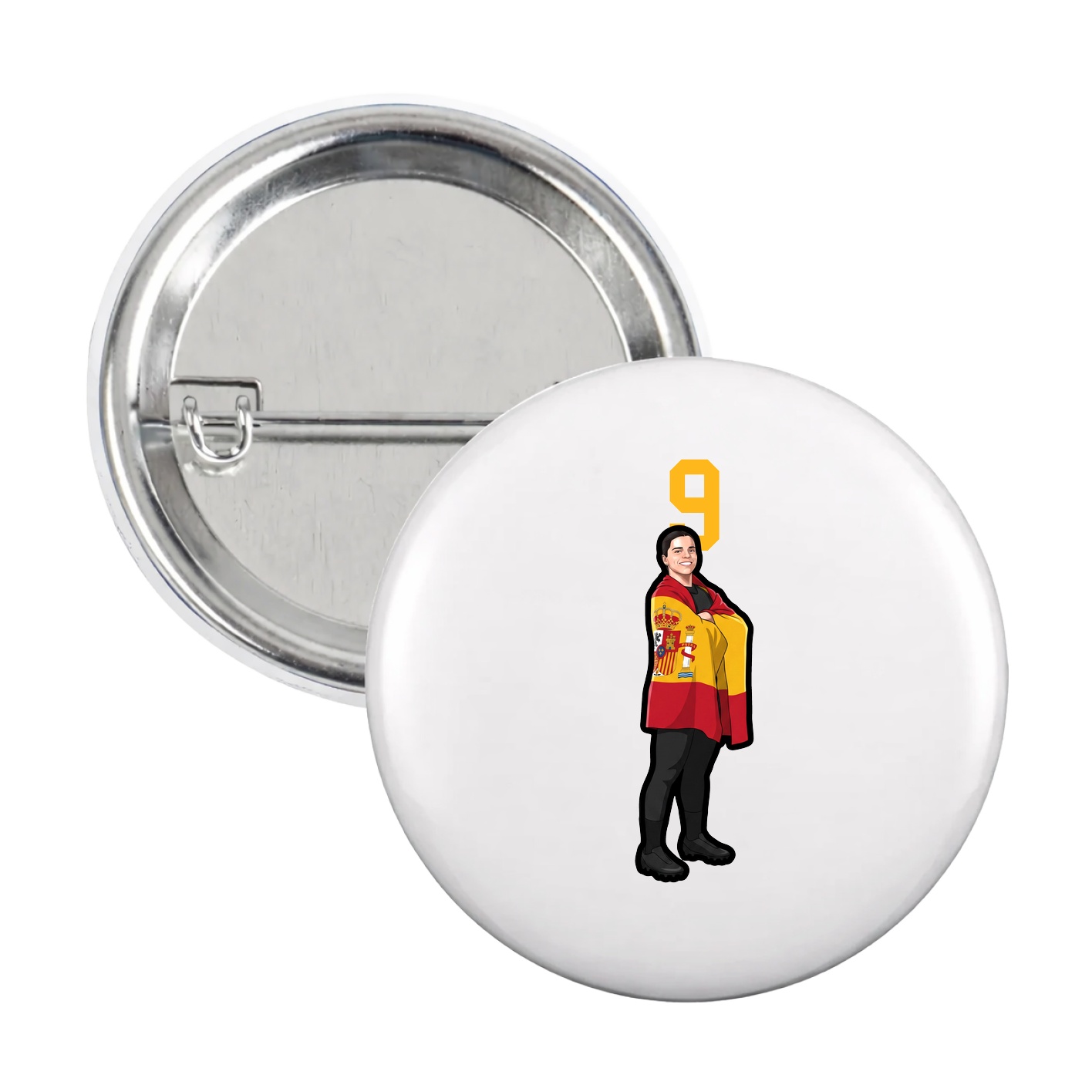 Game Day Button — Number Top in White