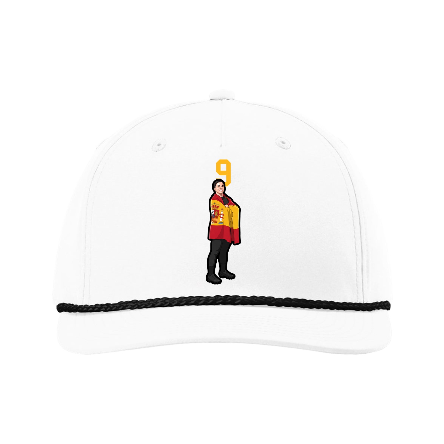 Five-Panel Classic Rope Cap — Number Top in White