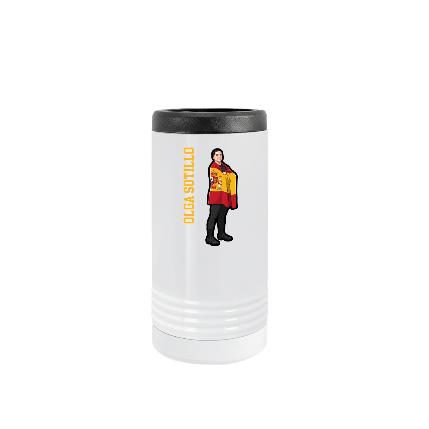 Slim Beverage Holder — Name Vertical in White