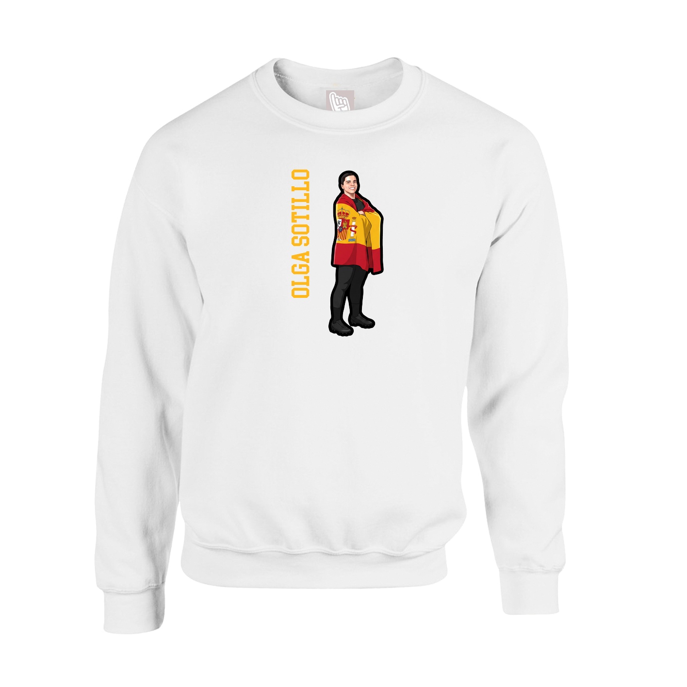 Fleece Crew — Name Vertical in White