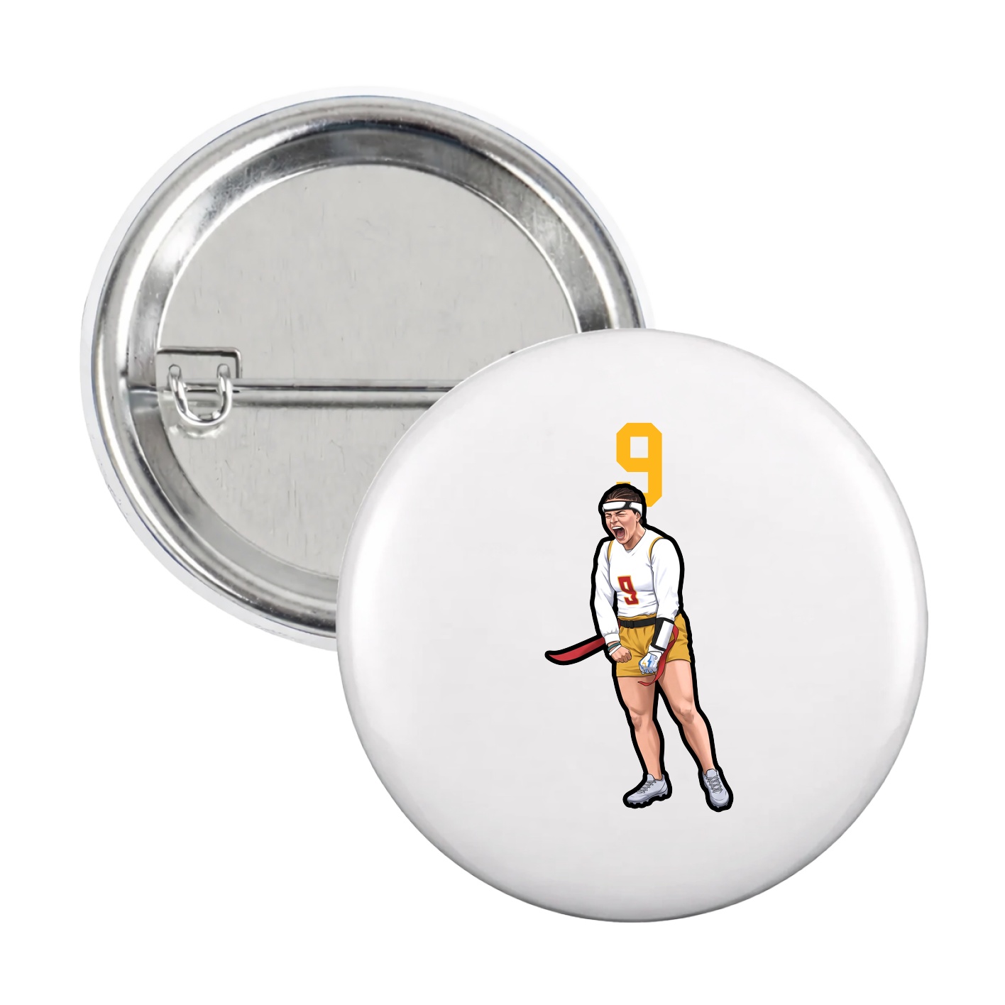 Game Day Button — Number Top in White