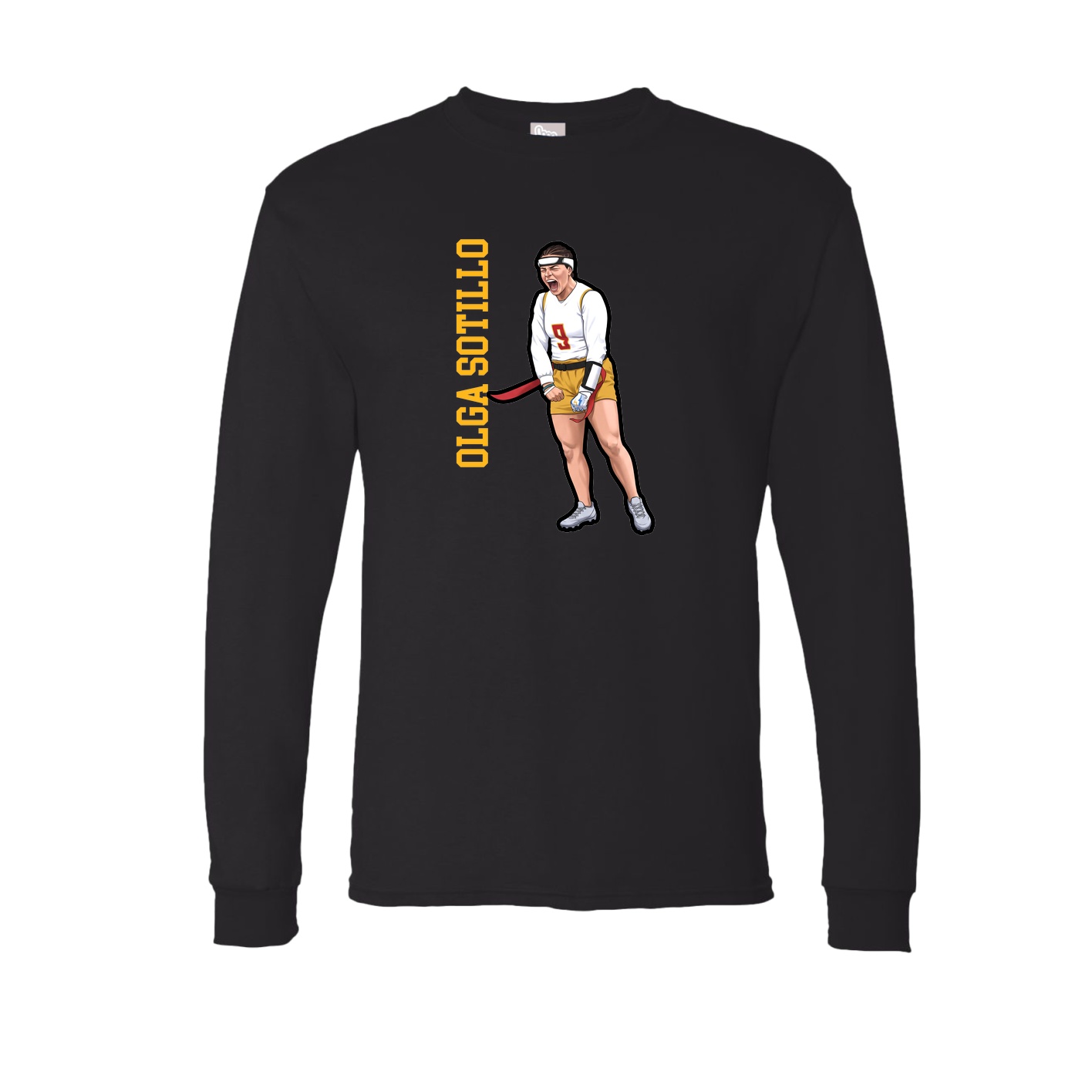 Long Sleeve Tee — Name Vertical in Black