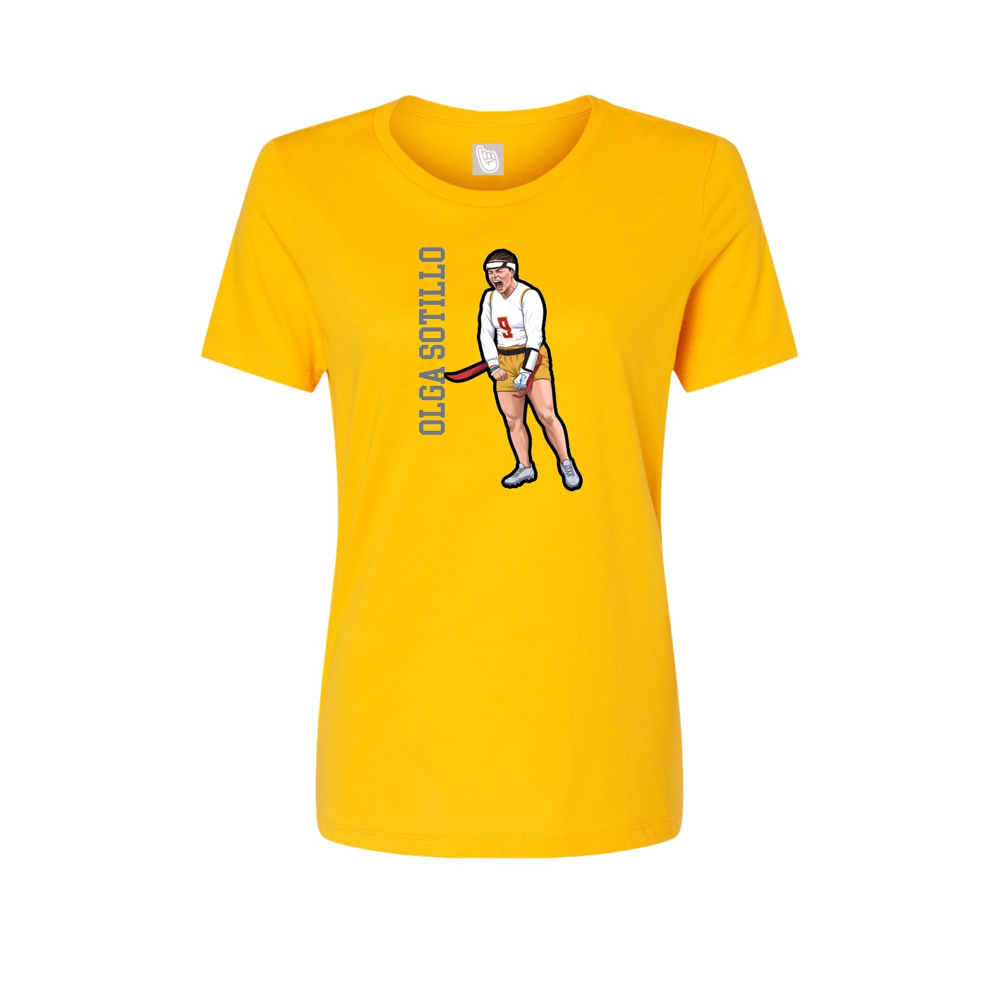 Womens Tee — Name Vertical in Gold