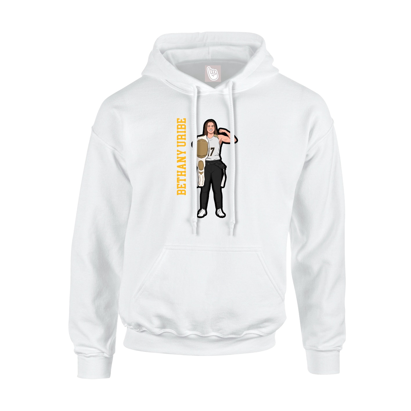 Youth Hoodie — Name Vertical in White