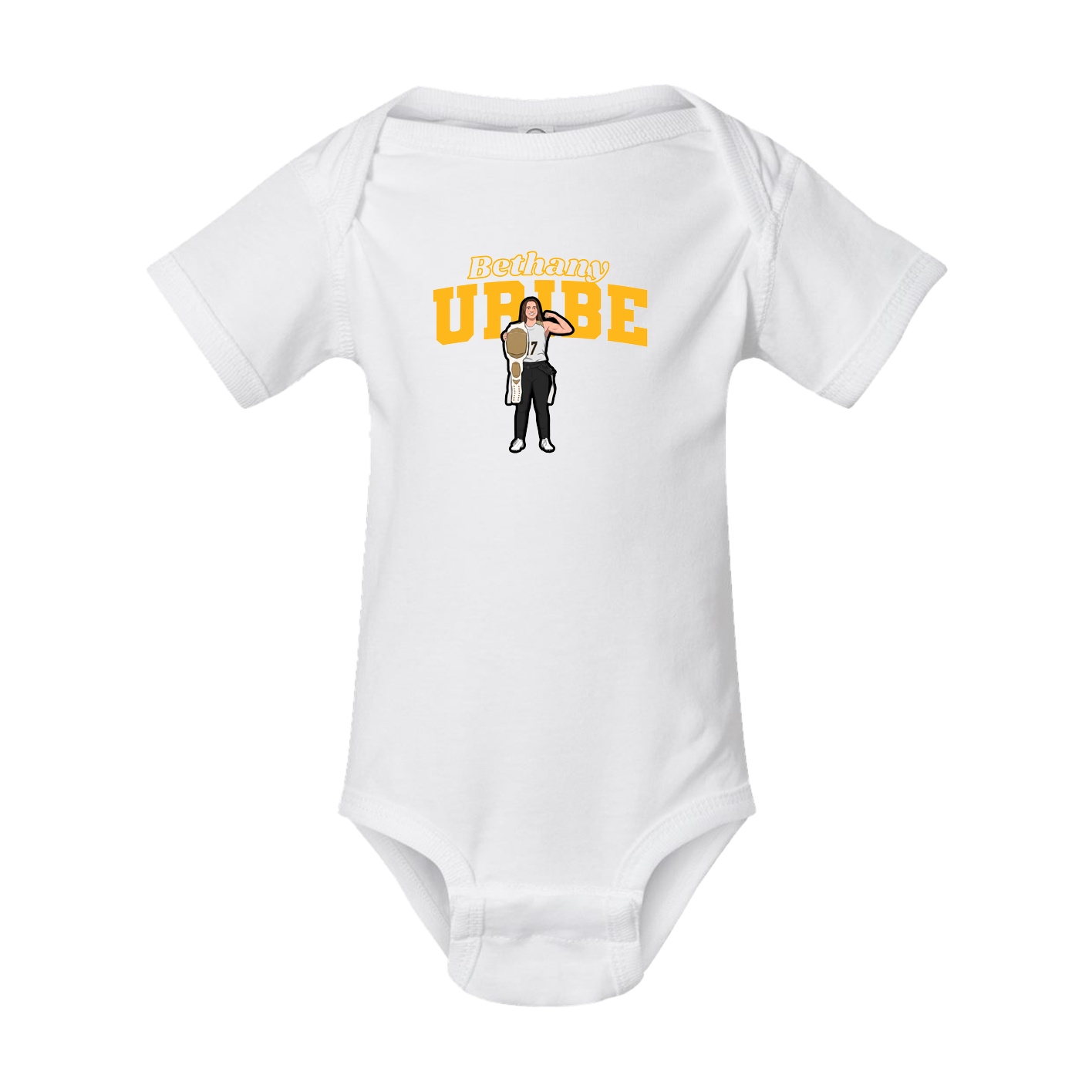 Baby Onesie — Name Arch in White