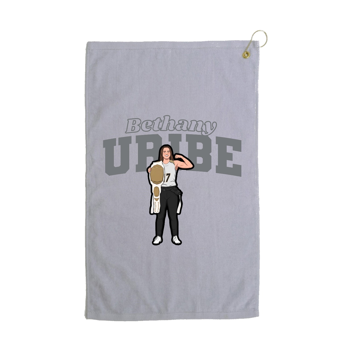 Golf Towel — Name Arch in Grey