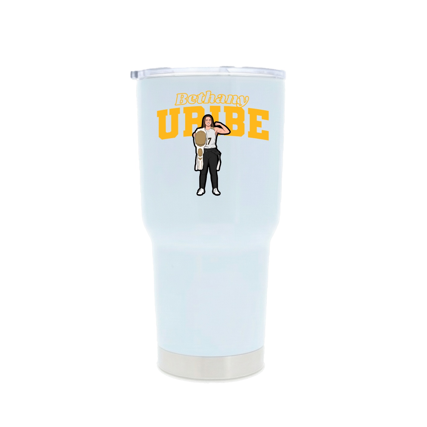 30oz Stainless Steel Tumbler — Name Arch in White