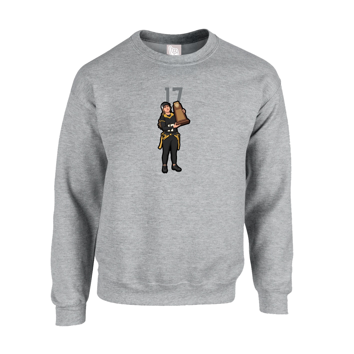 Fleece Crew — Number Top in Grey