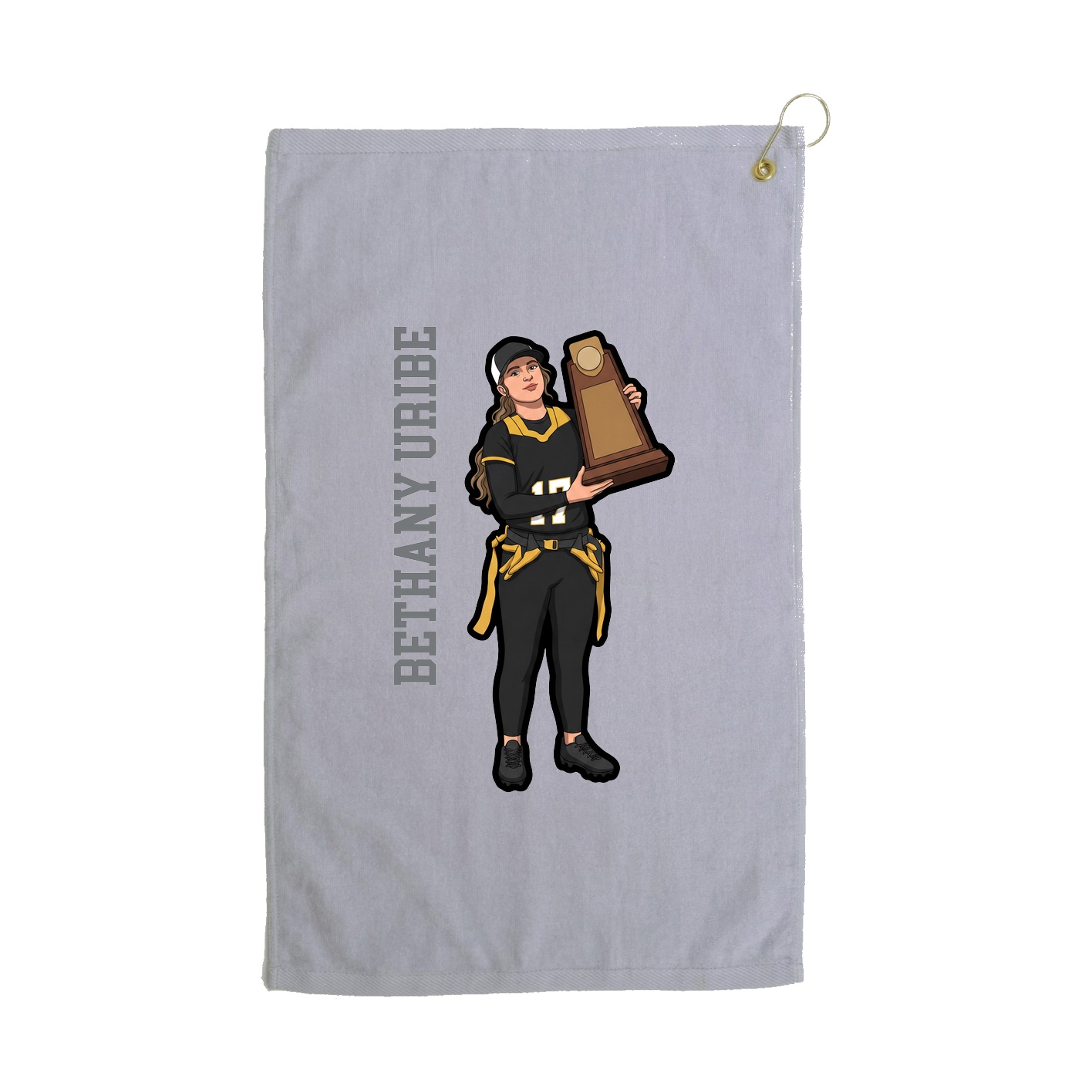 Golf Towel — Name Vertical in Grey