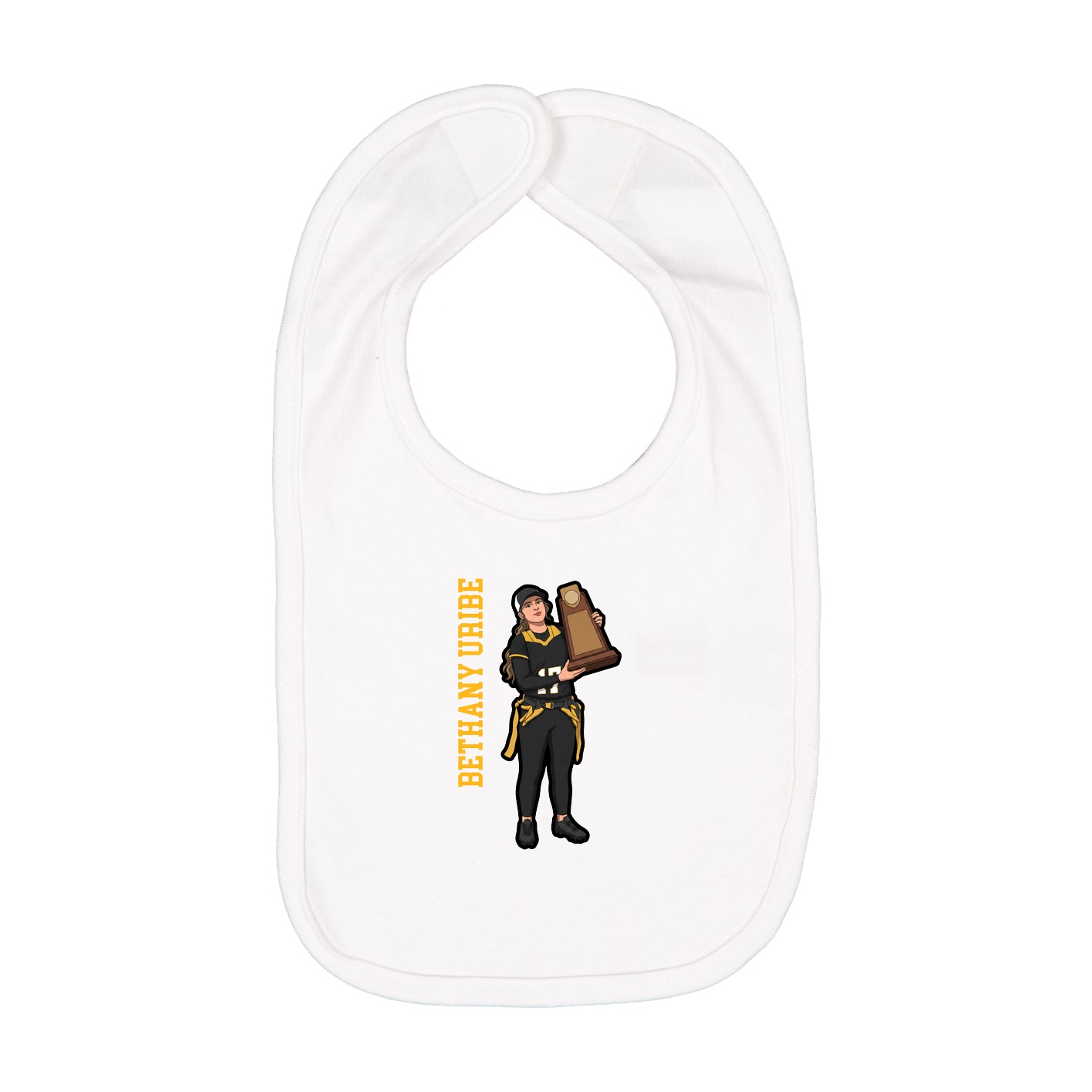Infant Bib — Name Vertical in White