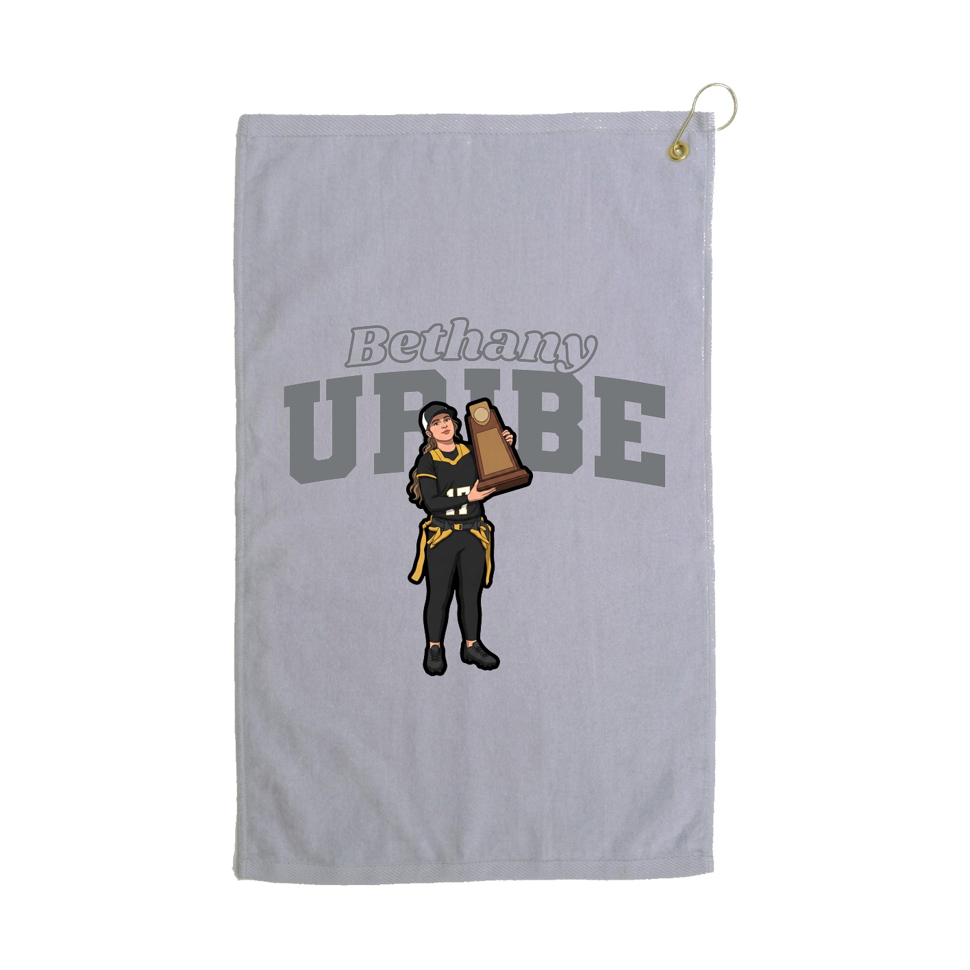 Golf Towel — Name Arch in Grey