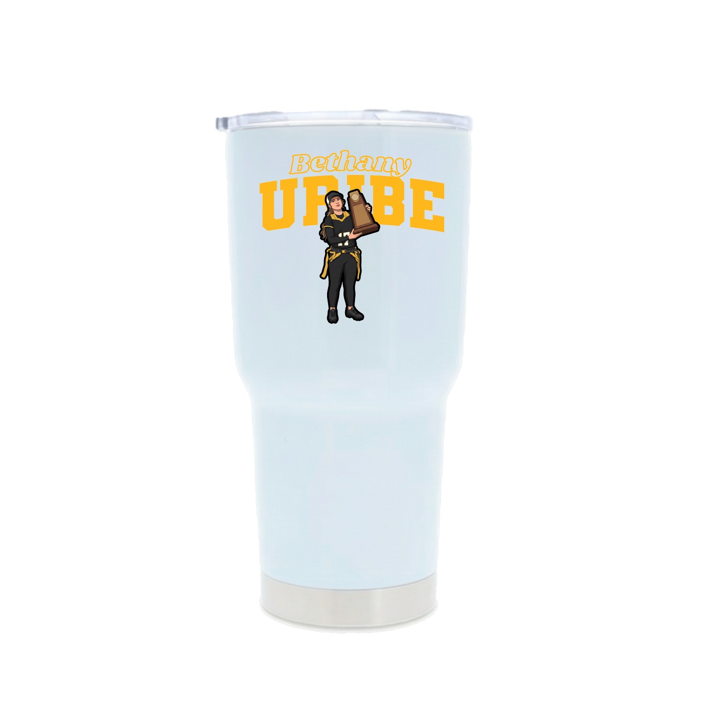 30oz Stainless Steel Tumbler — Name Arch in White