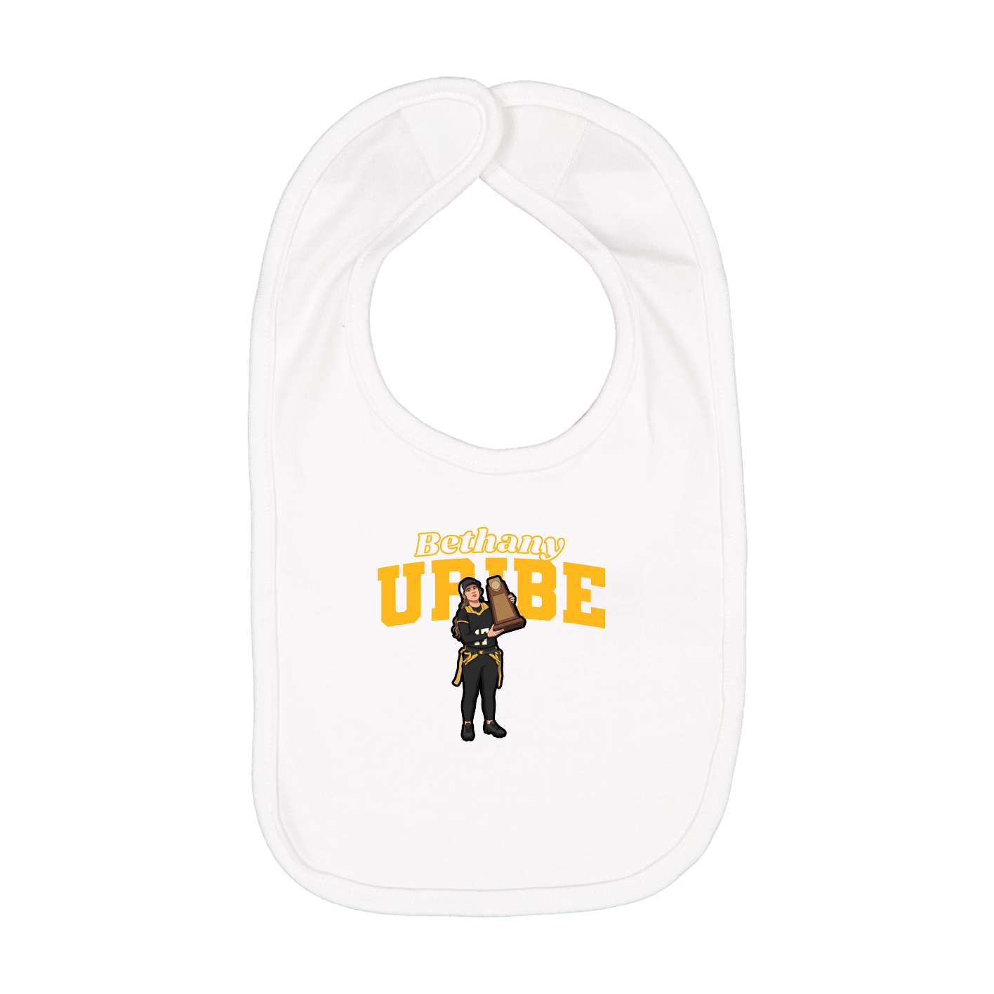 Infant Bib — Name Arch in White