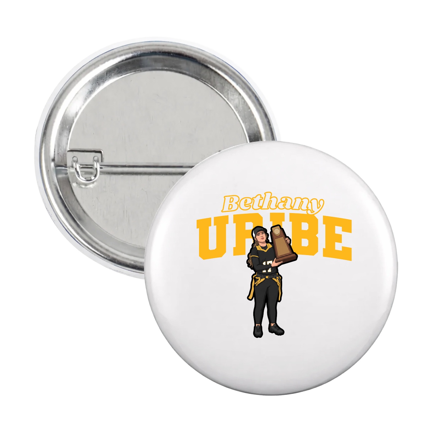 Game Day Button — Name Arch in White