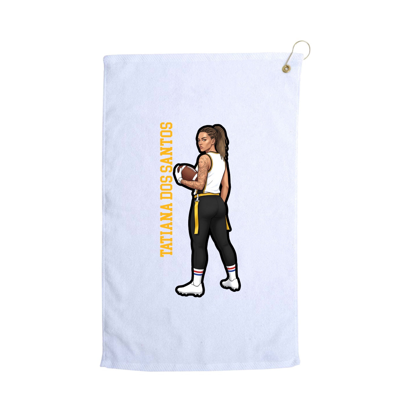 Golf Towel — Name Vertical in White