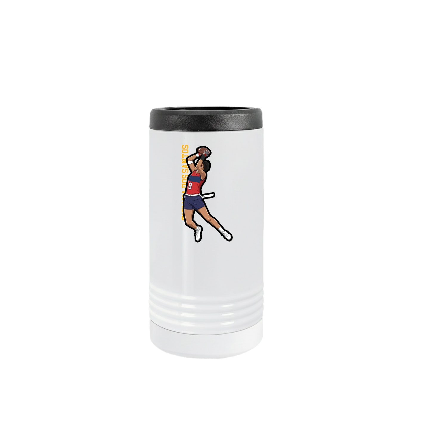 Slim Beverage Holder — Name Vertical in White