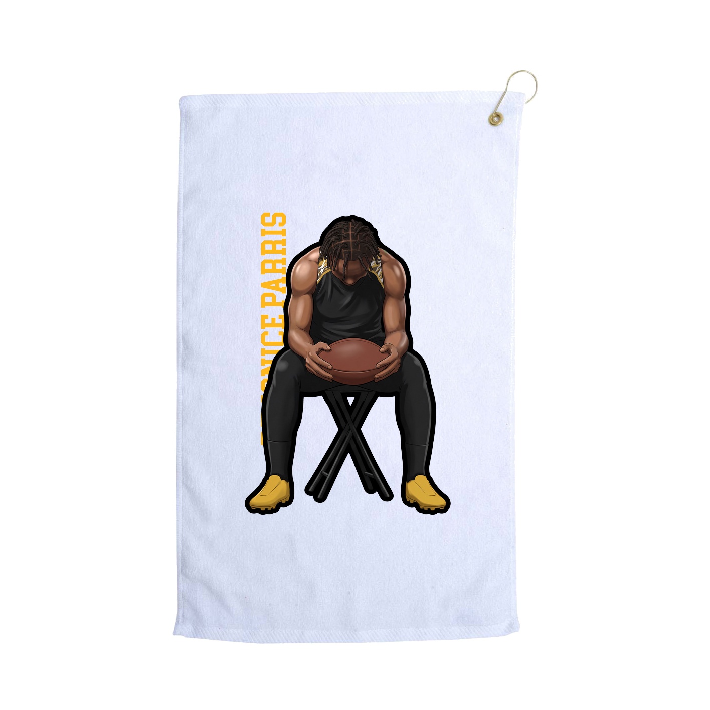 Golf Towel — Name Vertical in White