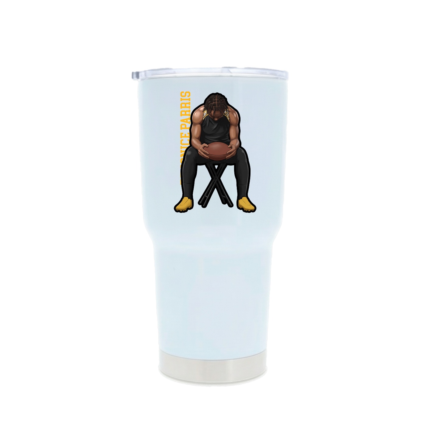 30oz Stainless Steel Tumbler — Name Vertical in White