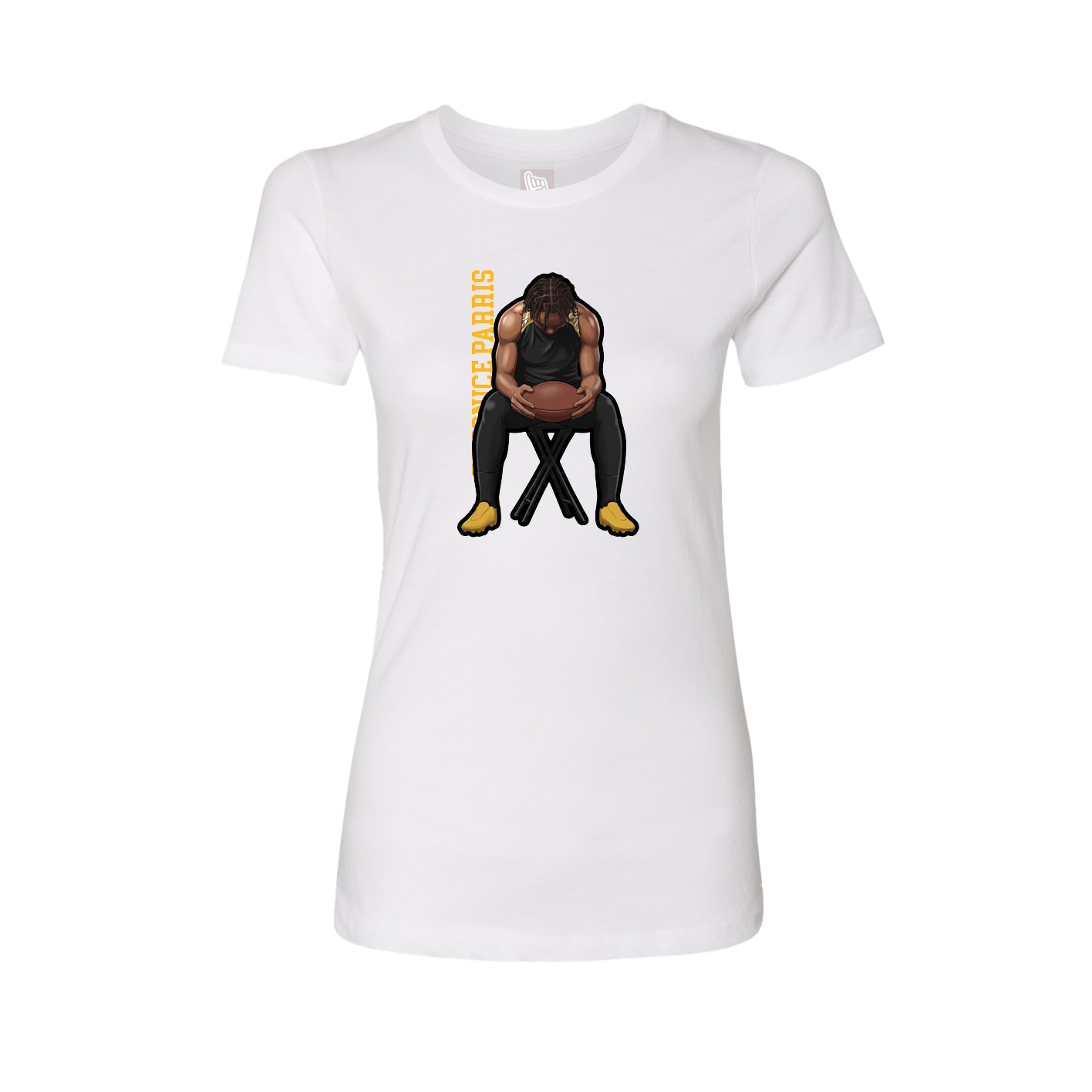 Fitted Women's Tee — Name Vertical in White