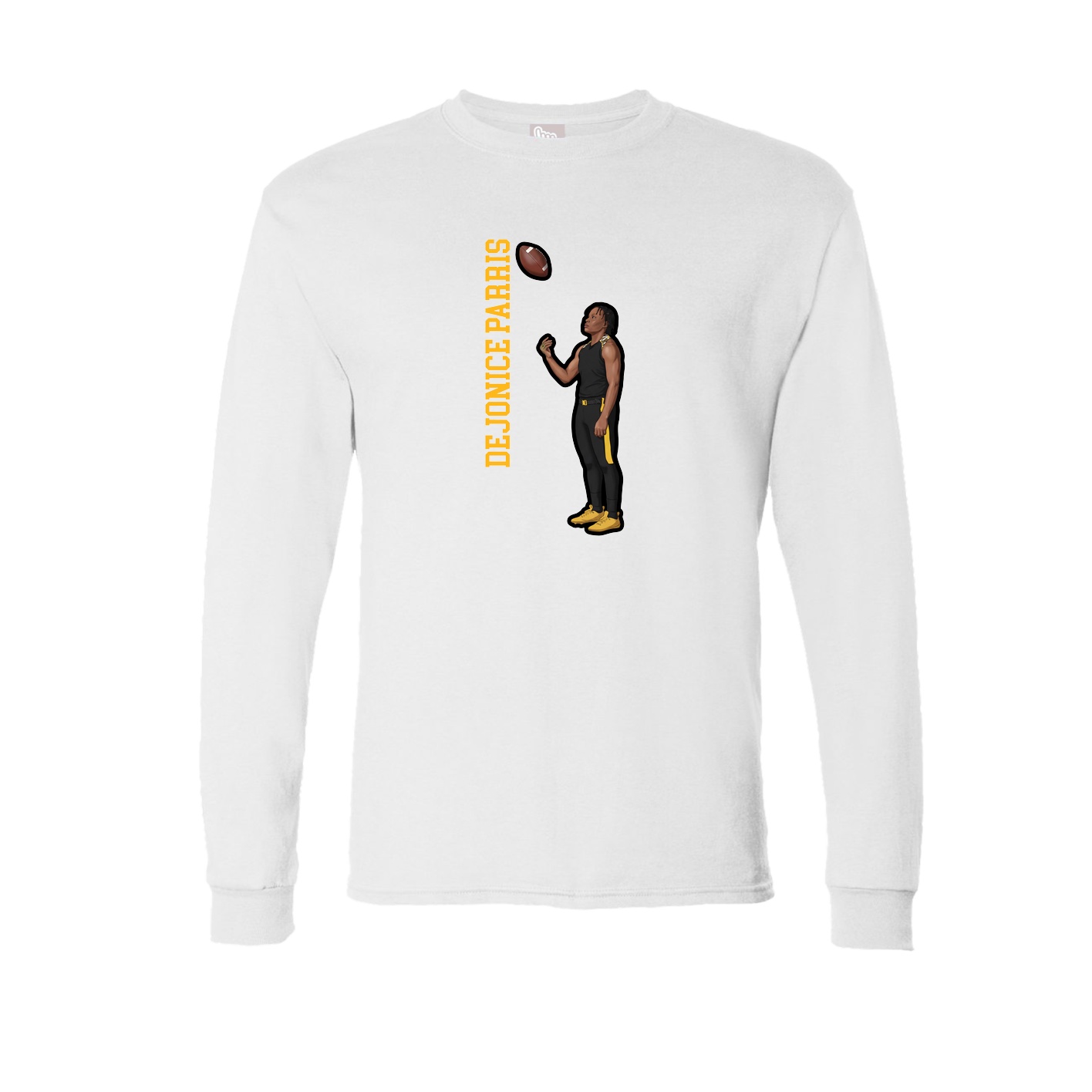 Long Sleeve Tee — Name Vertical in White