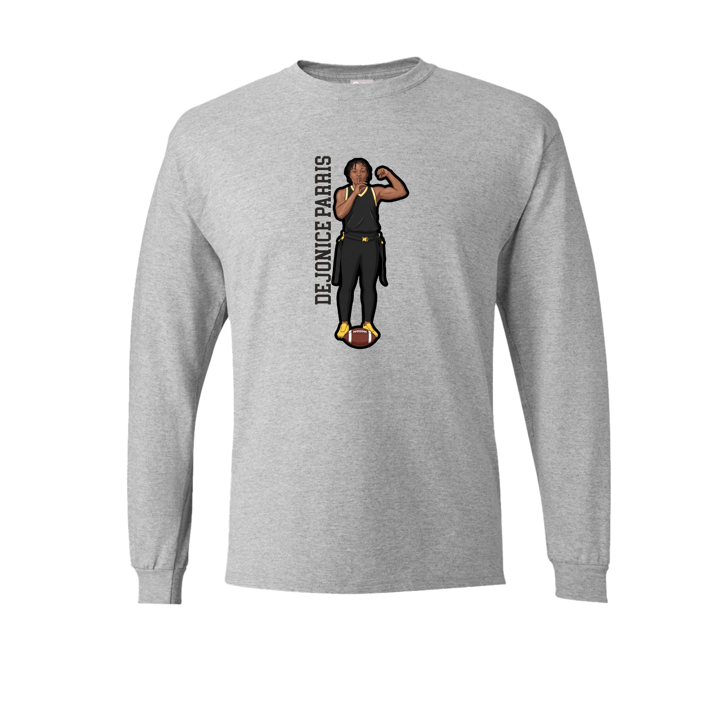 Long Sleeve Tee — Name Vertical in Grey