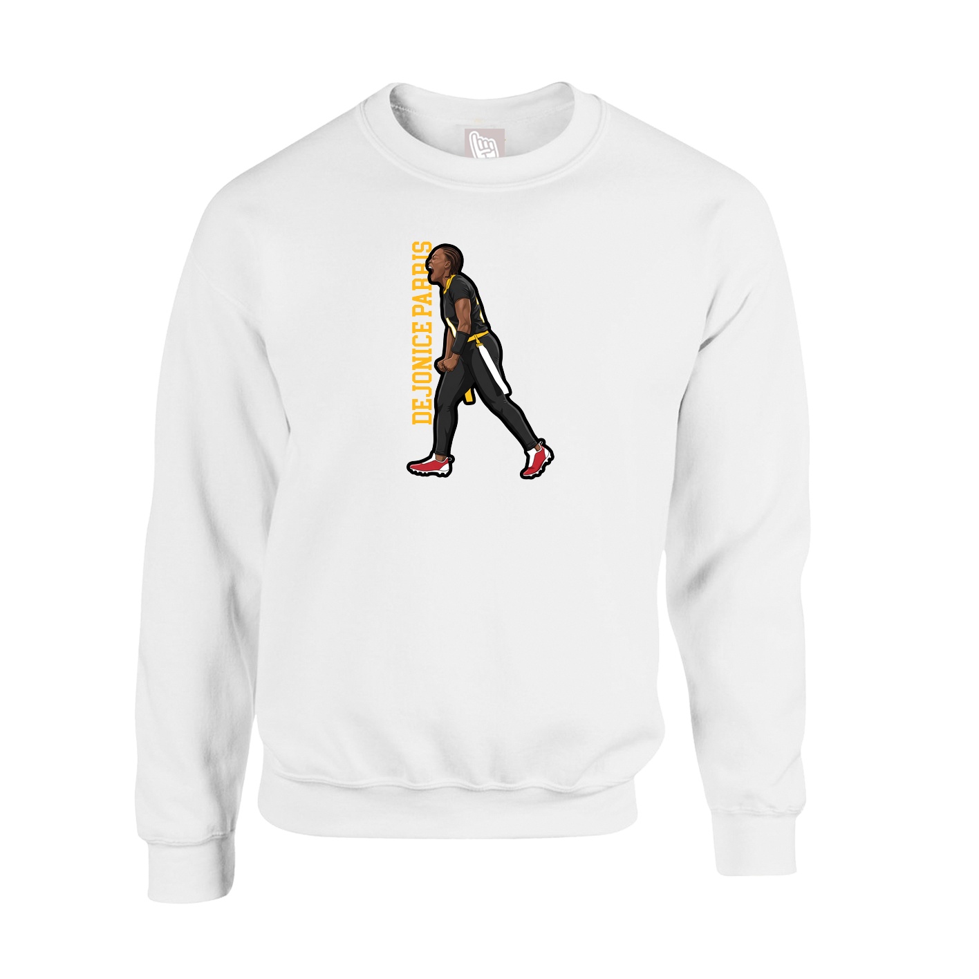 Fleece Crew — Name Vertical in White