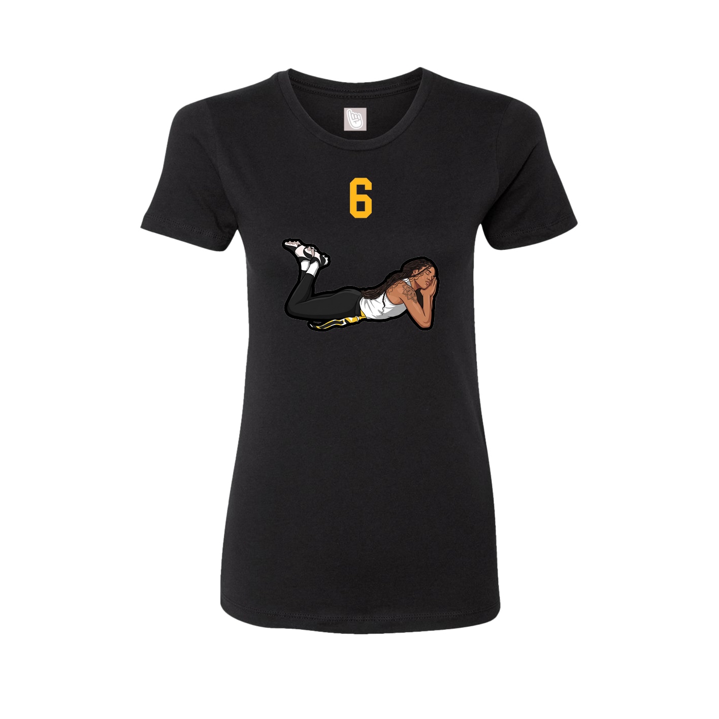 Fitted Women's Tee — Number Top in Black