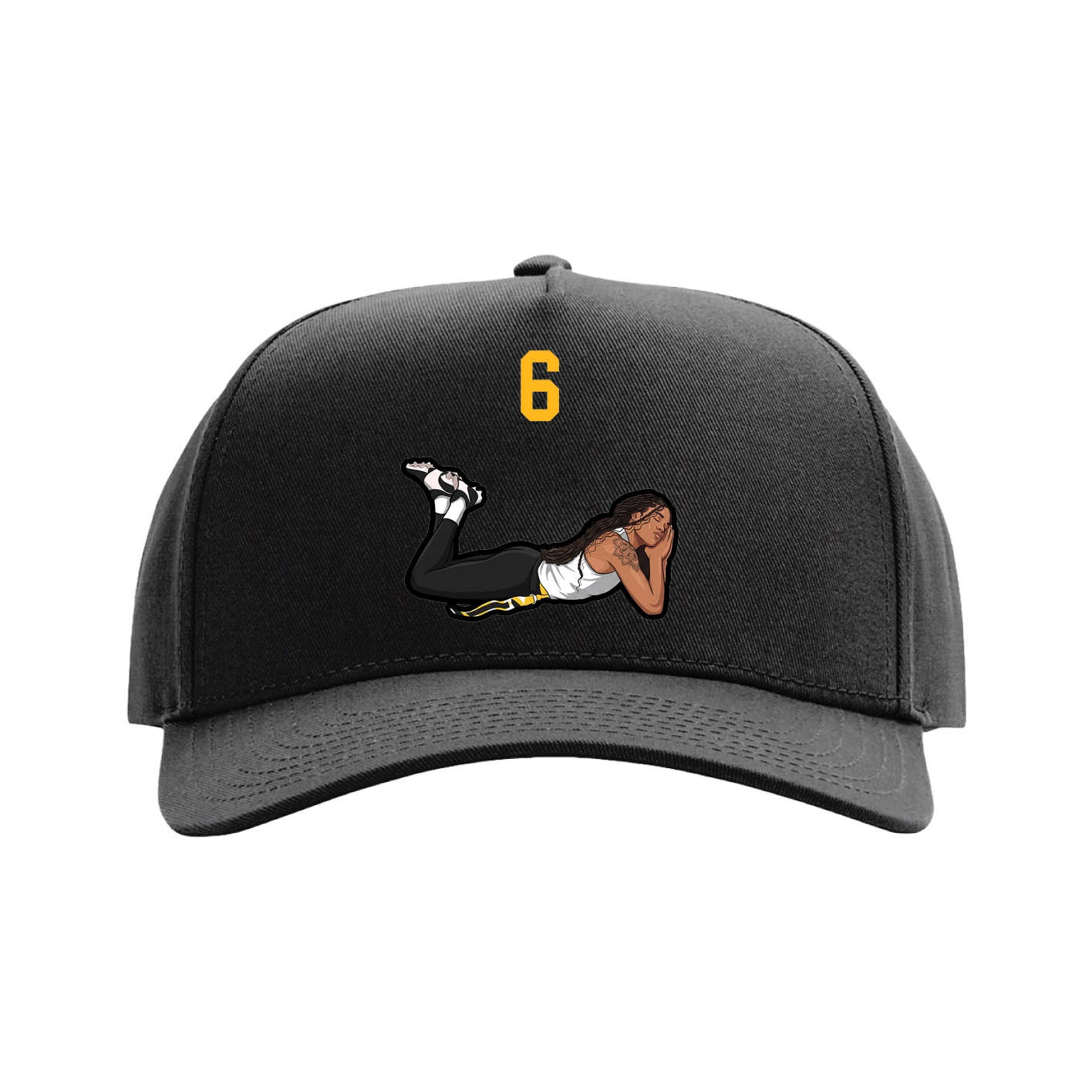 Full Fabric Five-Panel Champ Cap — Number Top in Black