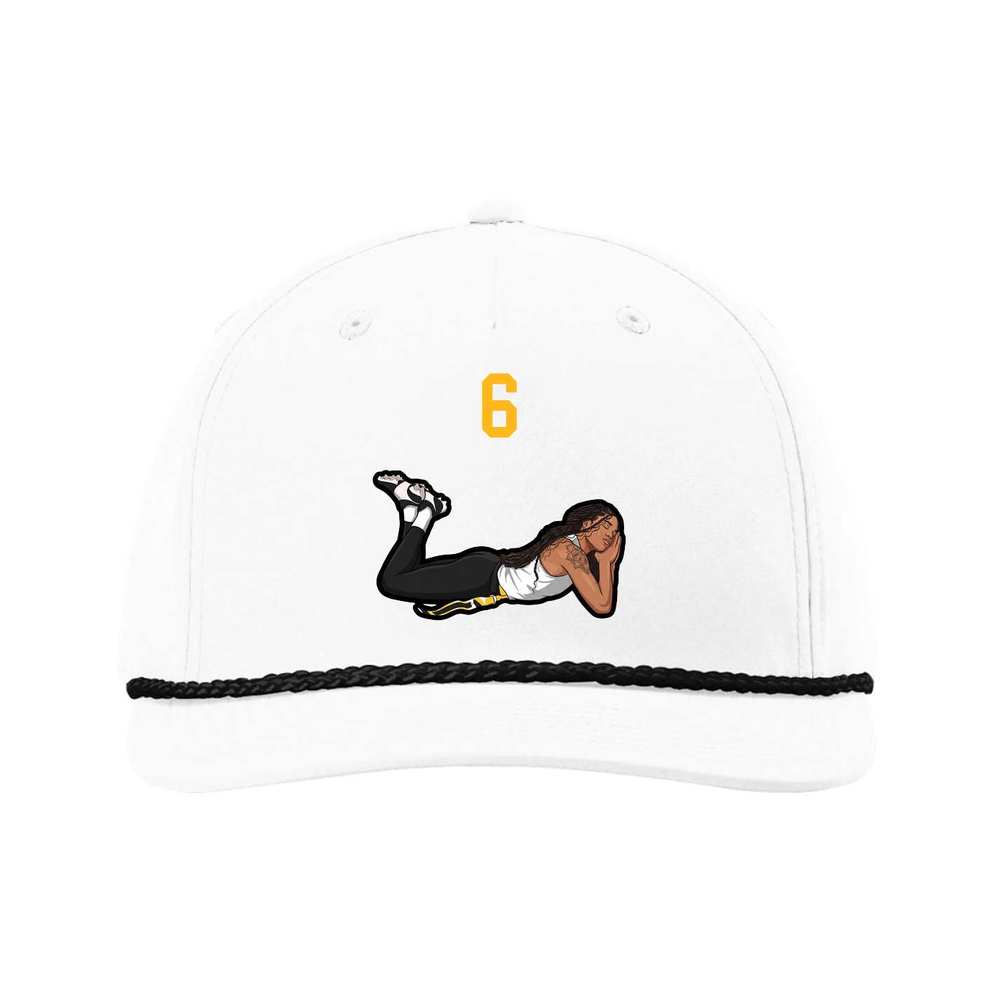 Five-Panel Classic Rope Cap — Number Top in White
