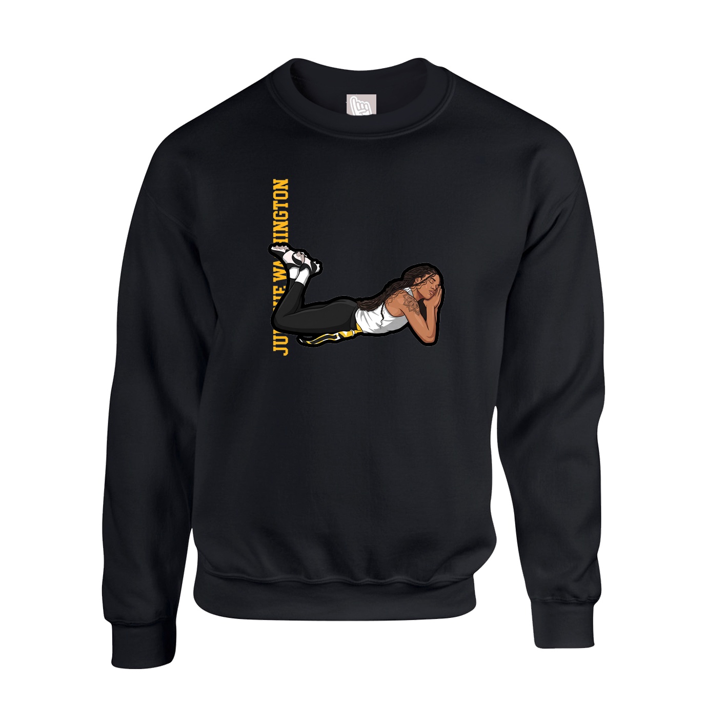 Fleece Crew — Name Vertical in Black