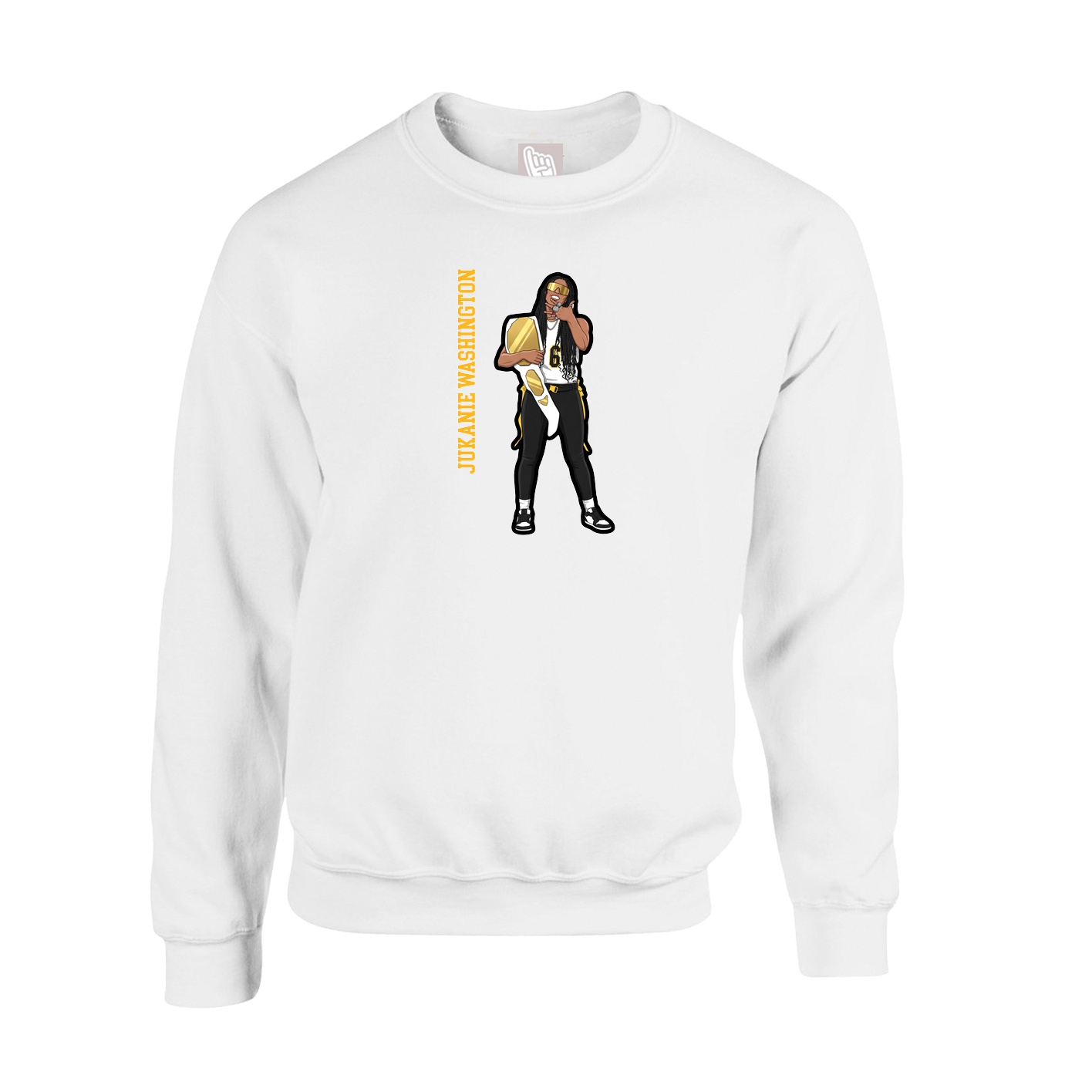 Fleece Crew — Name Vertical in White