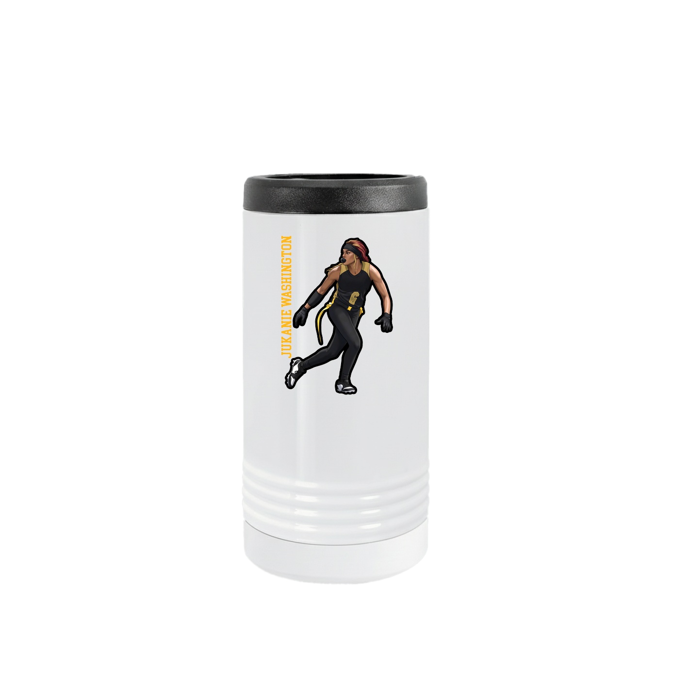Slim Beverage Holder — Name Vertical in White