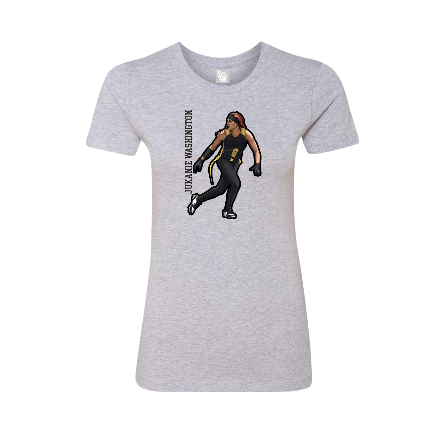 Fitted Women's Tee — Name Vertical in Grey