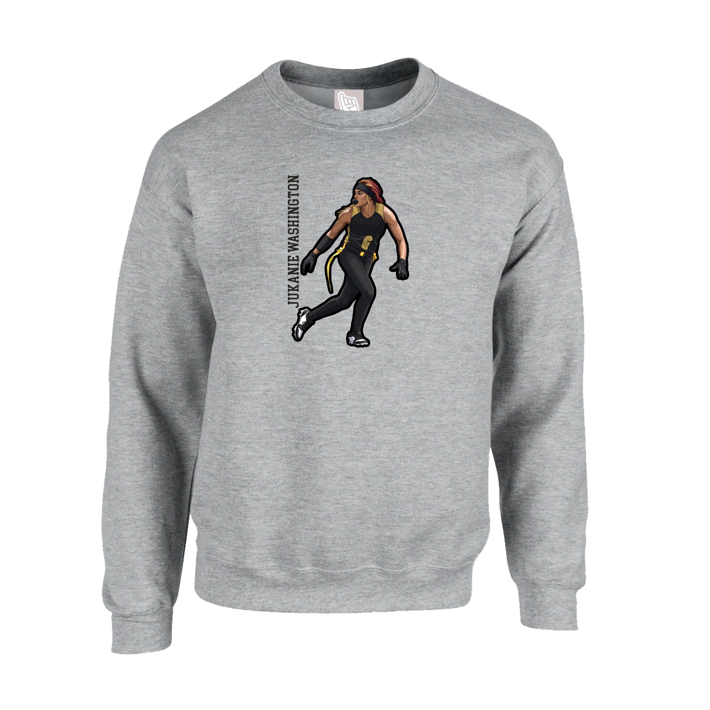 Fleece Crew — Name Vertical in Grey