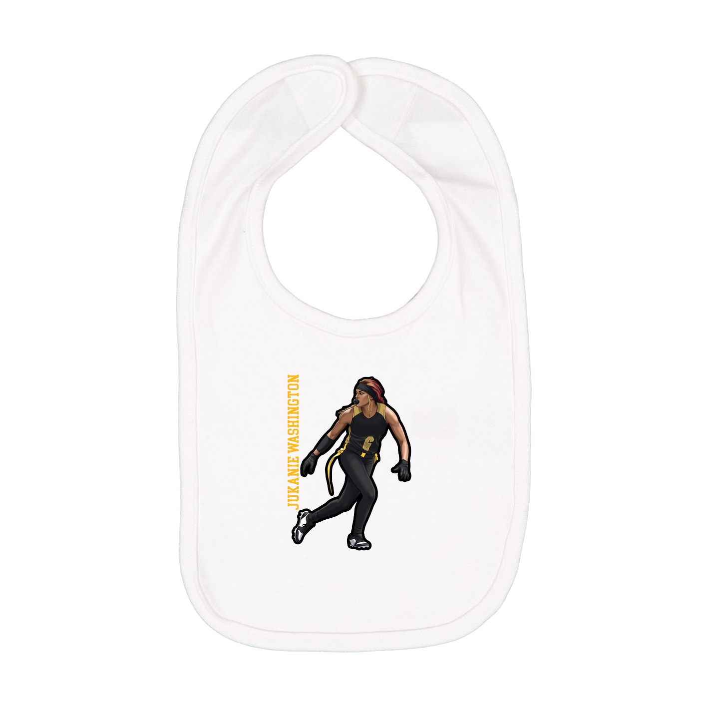 Infant Bib — Name Vertical in White
