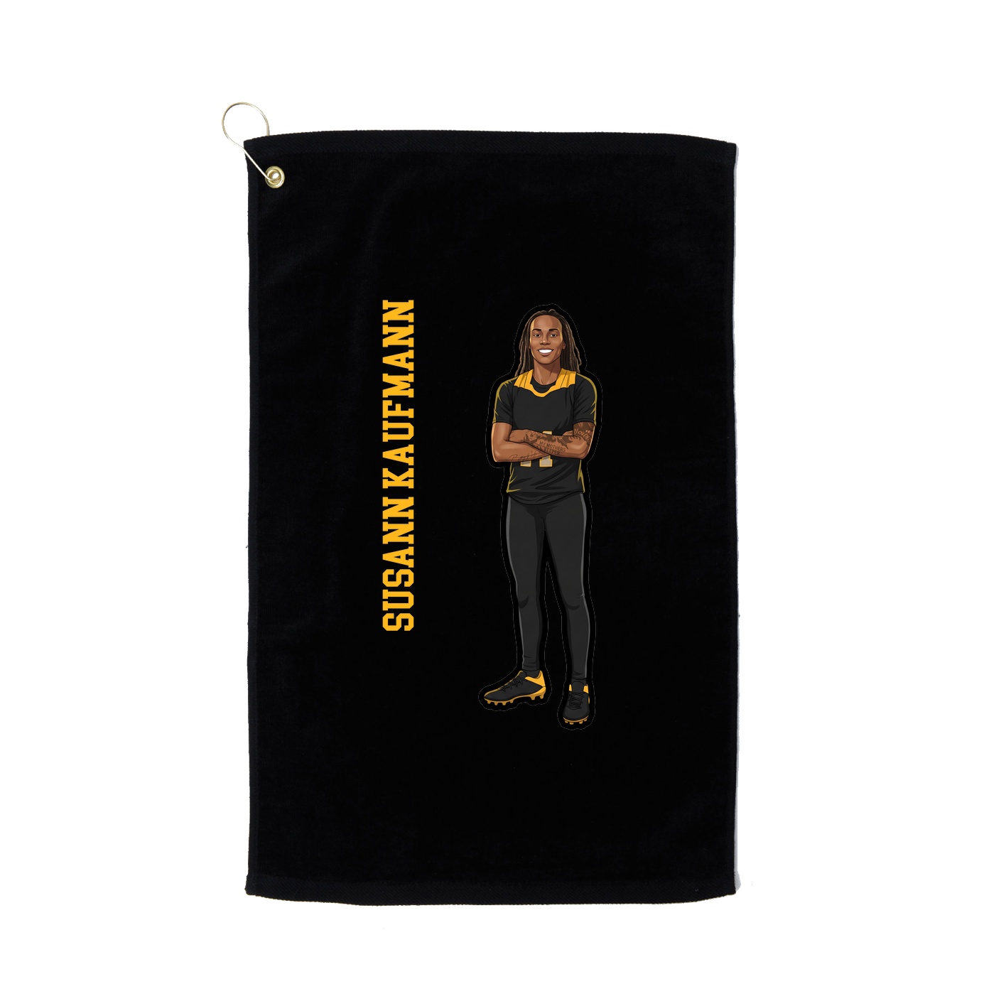 Golf Towel — Name Vertical in Black