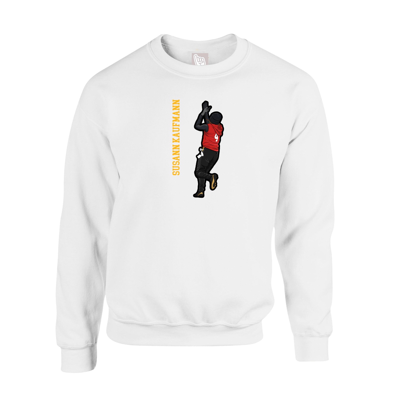 Fleece Crew — Name Vertical in White