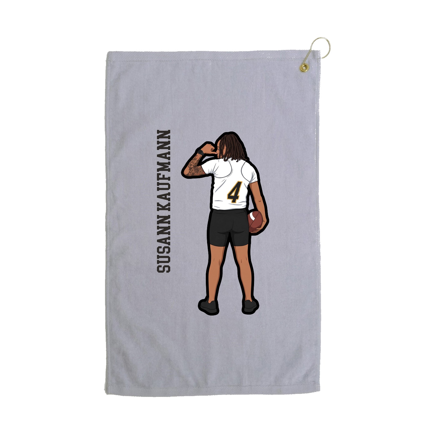 Golf Towel — Name Vertical in Grey