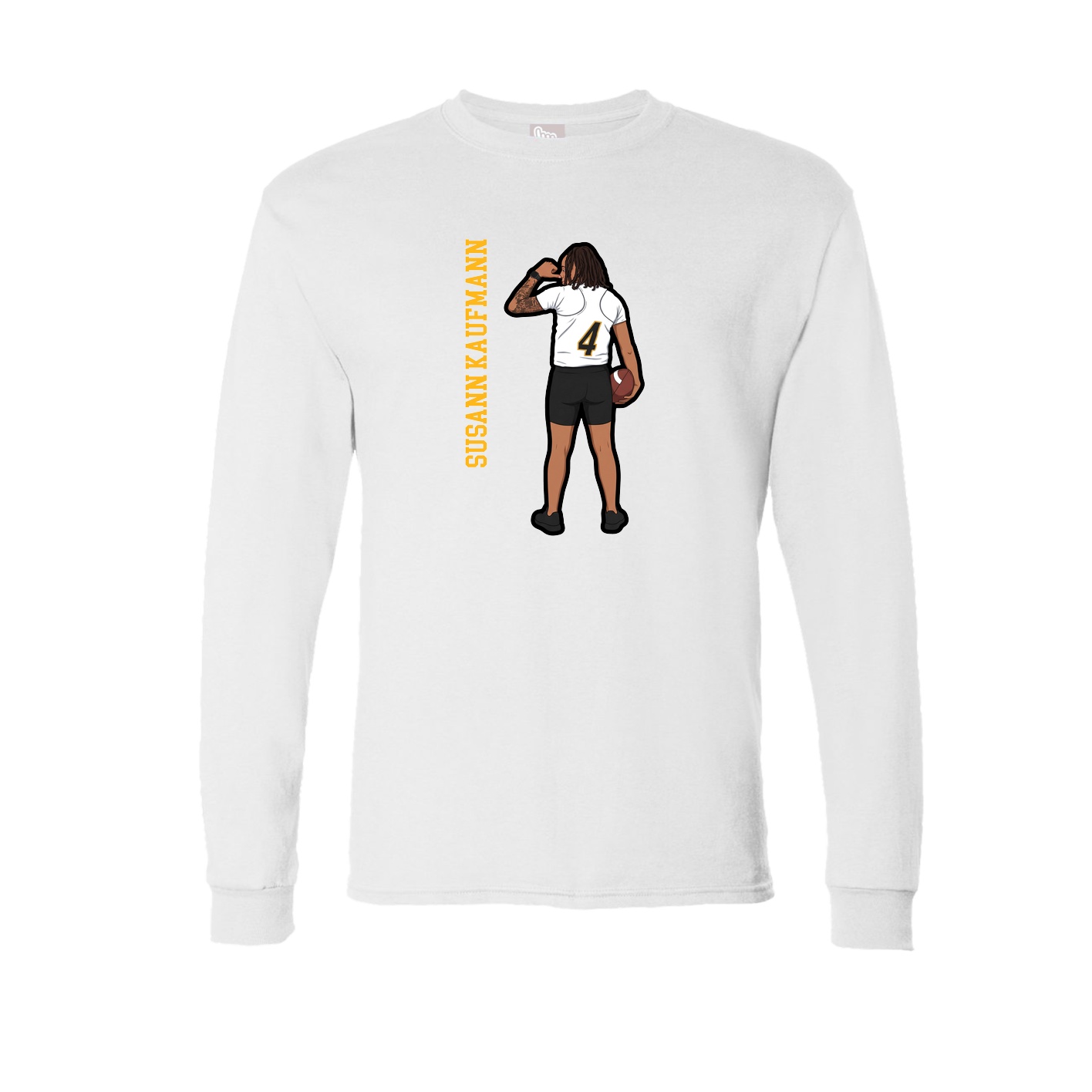 Long Sleeve Tee — Name Vertical in White