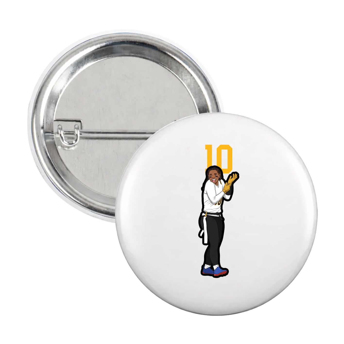 Game Day Button — Number Top in White
