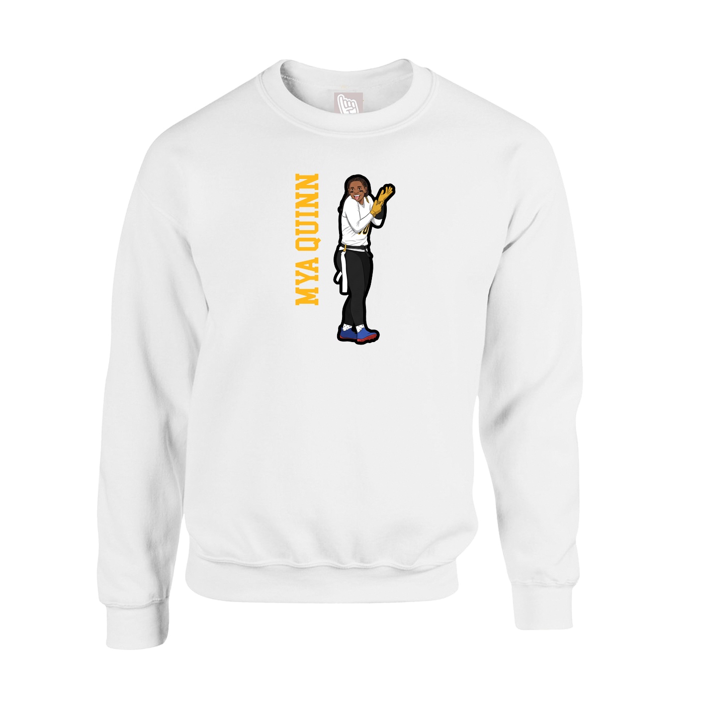 Fleece Crew — Name Vertical in White