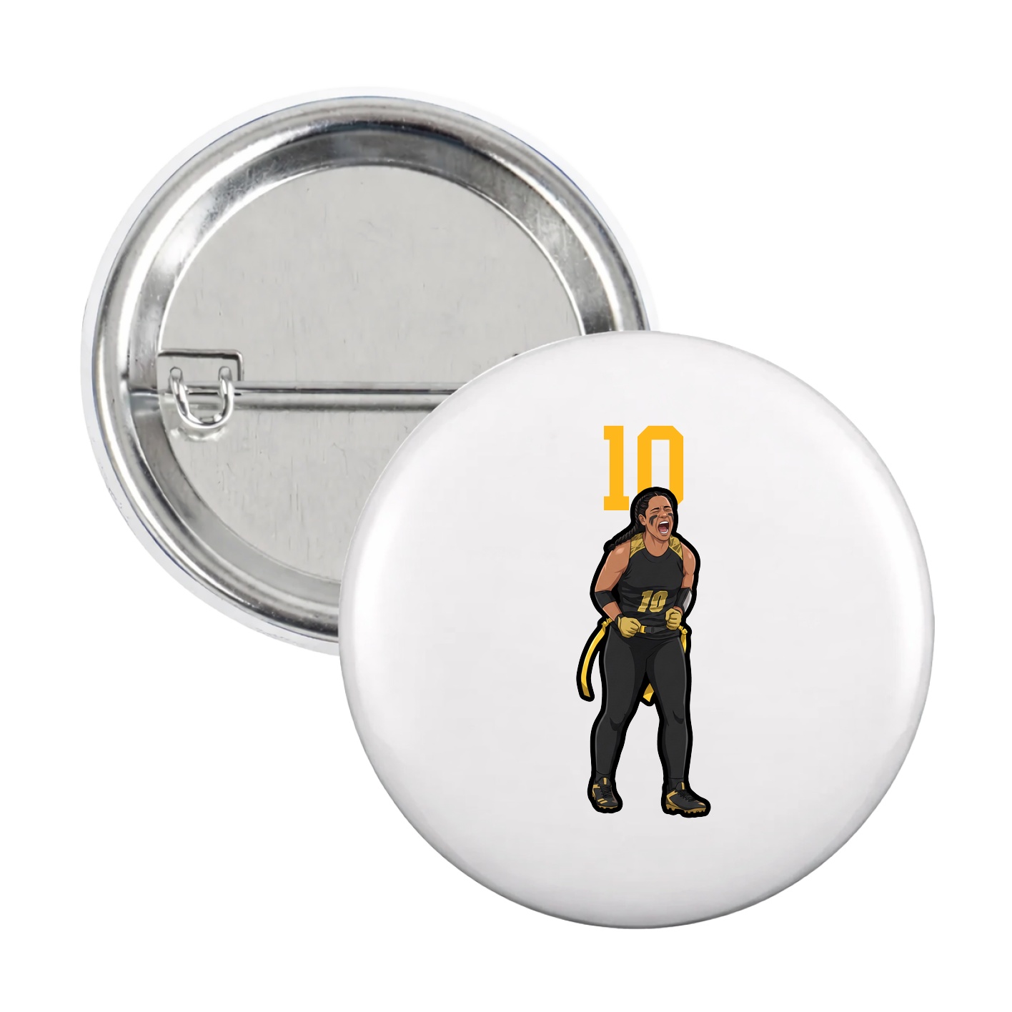 Game Day Button — Number Top in White