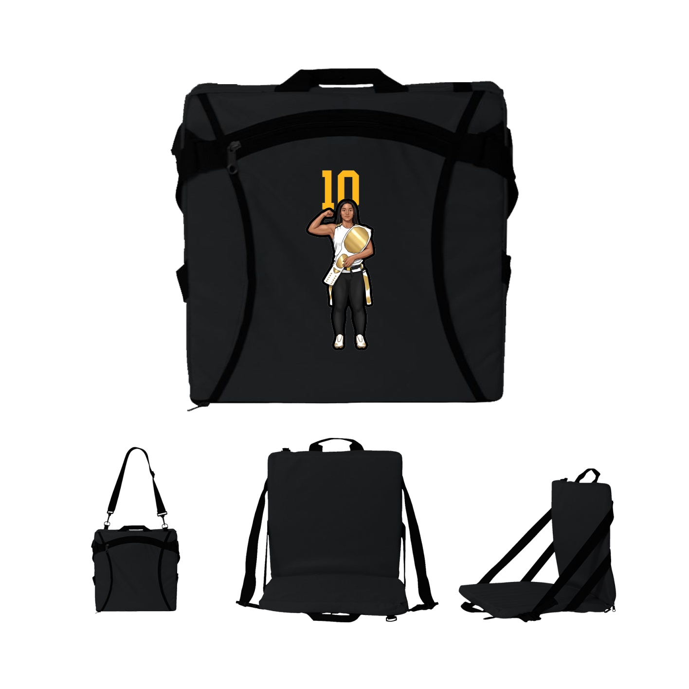 Folding Stadium Seat — Number Top in Black