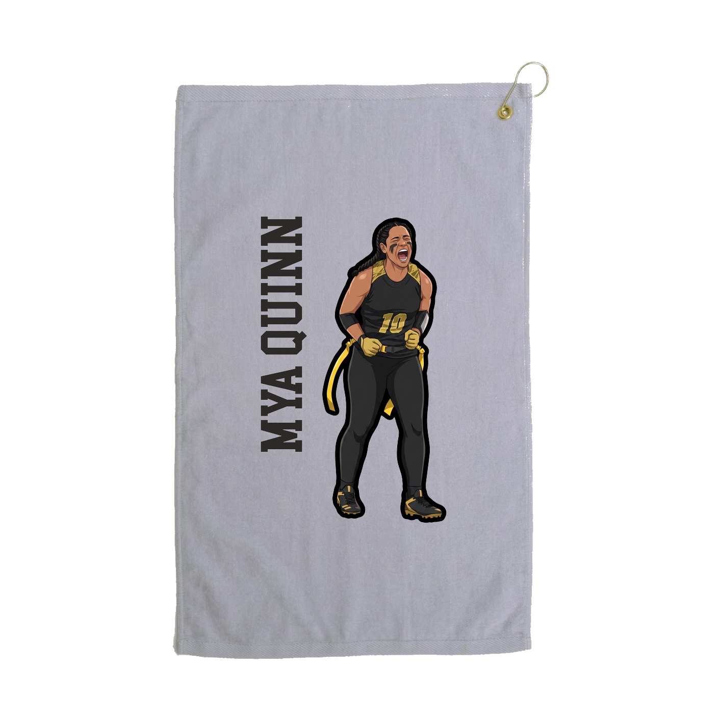 Golf Towel — Name Vertical in Grey