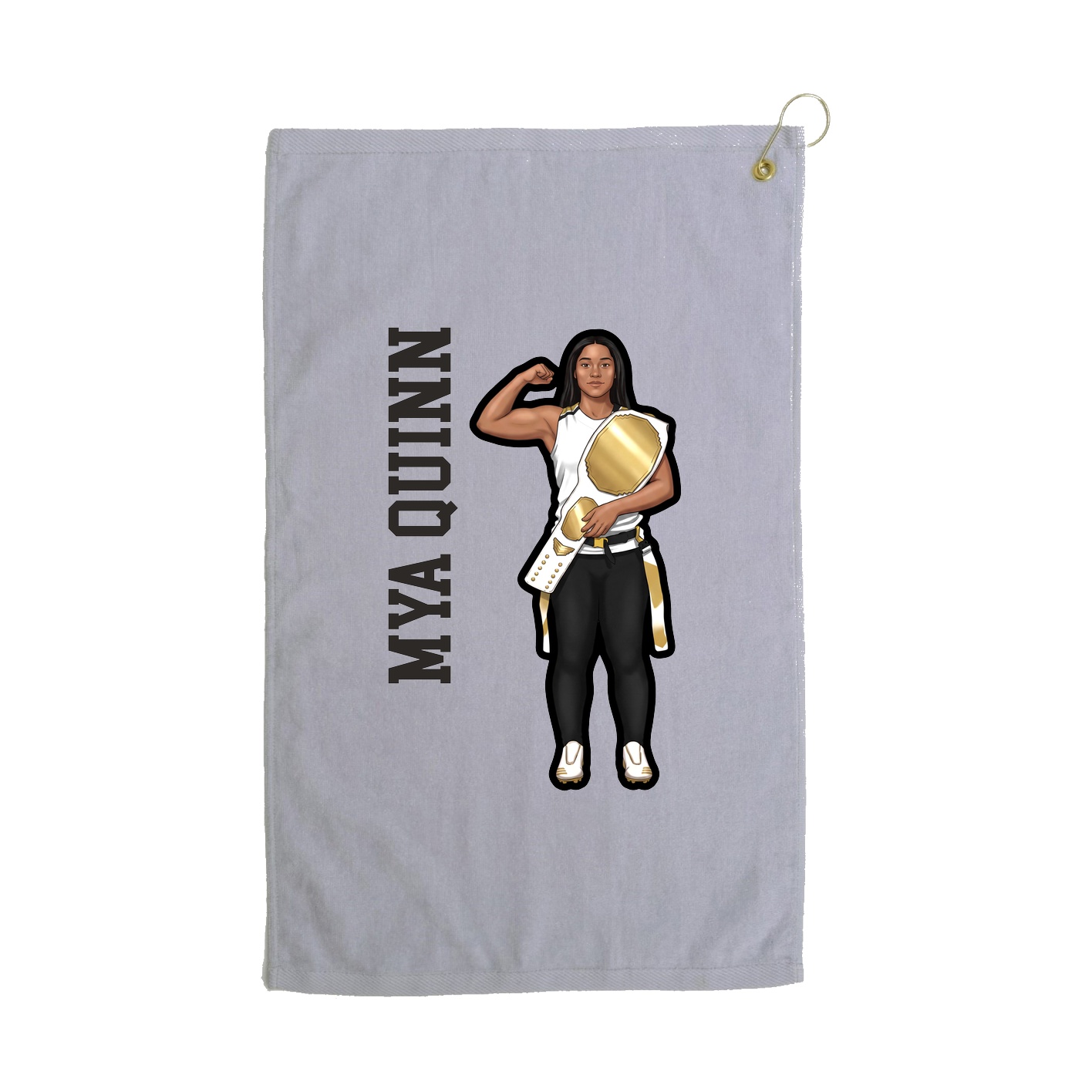Golf Towel — Name Vertical in Grey