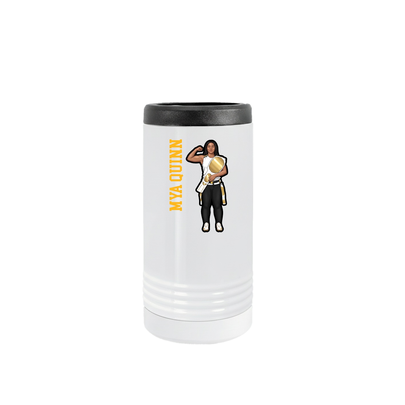 Slim Beverage Holder — Name Vertical in White