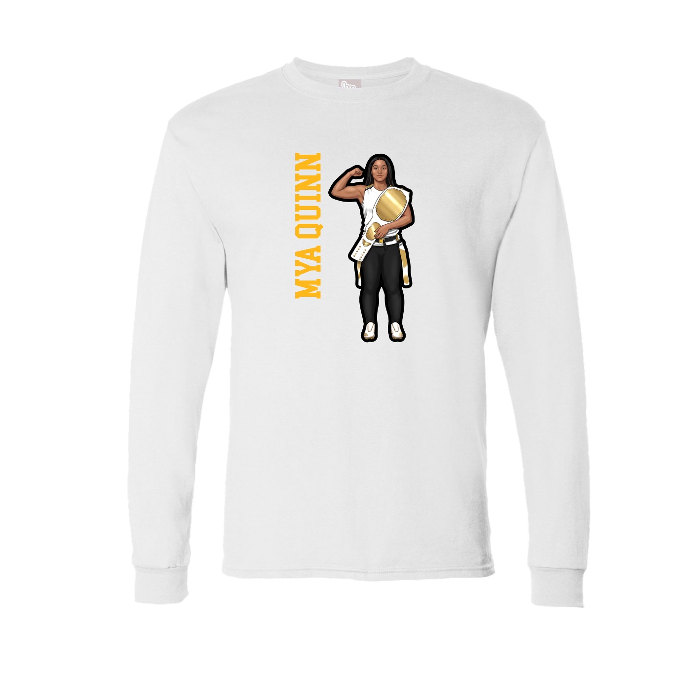 Long Sleeve Tee — Name Vertical in White