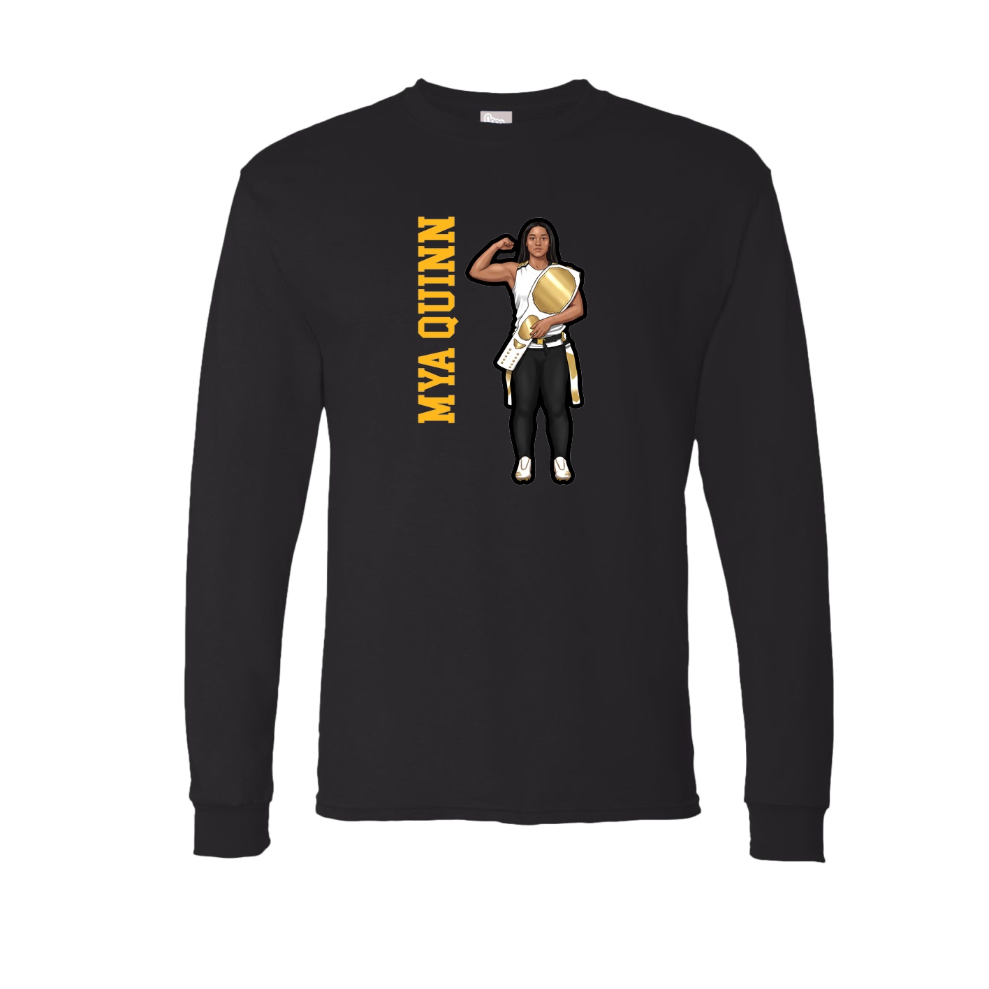 Long Sleeve Tee — Name Vertical in Black